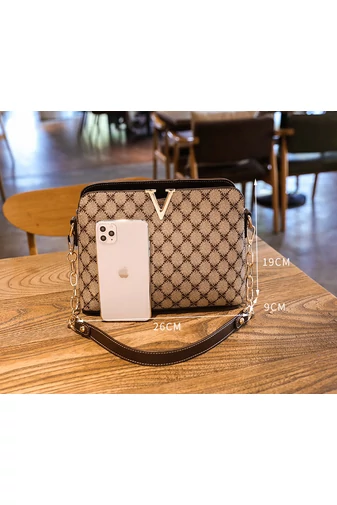 Hnedá crossbody kabelka Bonluo so vzorom z imitácie kože Veľkosť 19*26*9cm