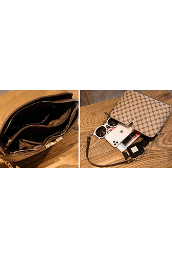 Hnedá crossbody kabelka Bonluo so vzorom z imitácie kože Veľkosť 19*26*9cm