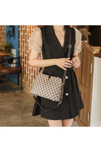 Hnedá crossbody kabelka Bonluo so vzorom z imitácie kože Veľkosť 19*26*9cm