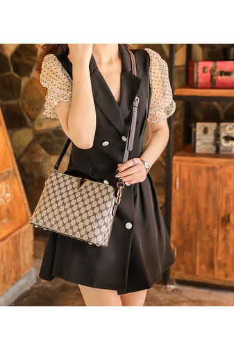 Hnedá crossbody kabelka Bonluo so vzorom z imitácie kože Veľkosť 19*26*9cm