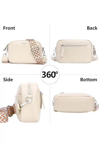 Béžová crossbody kabelka Bonluo z prírodnej kože Malá veľkosť (15*20*7cm)
