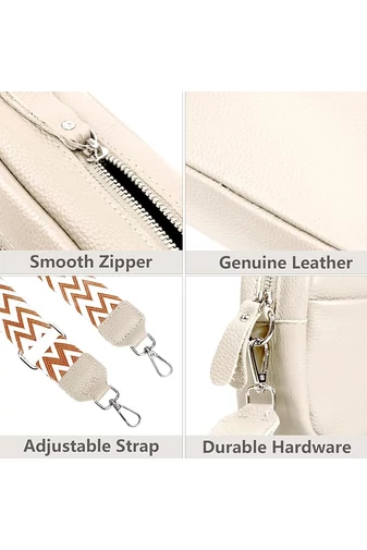 Béžová crossbody kabelka Bonluo z prírodnej kože Malá veľkosť (15*20*7cm)