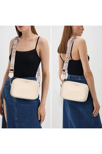 Béžová crossbody kabelka Bonluo z prírodnej kože Malá veľkosť (15*20*7cm)
