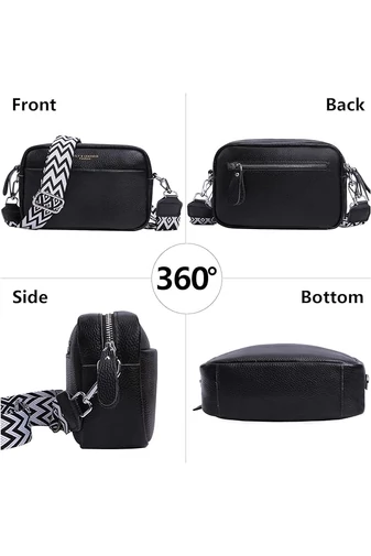 Čierna crossbody kabelka Bonluo z prírodnej kože Malá veľkosť (15*20*7cm)