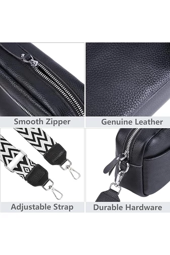 Čierna crossbody kabelka Bonluo z prírodnej kože Malá veľkosť (15*20*7cm)