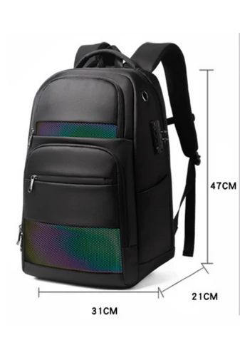 Čierny fosforeskujúci multifunkčný vodotesný batoh s bezpečnostným kódom a USB priestorom veľkosť (47*31*21cm) Bonluo