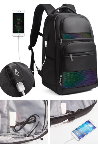 Čierny fosforeskujúci multifunkčný vodotesný batoh s bezpečnostným kódom a USB priestorom veľkosť (47*31*21cm) Bonluo