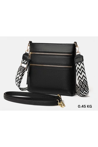 Čierna crossbody kabelka Bonluo z prírodnej kože (26*27*7cm) s dvomi popruhmi v cene