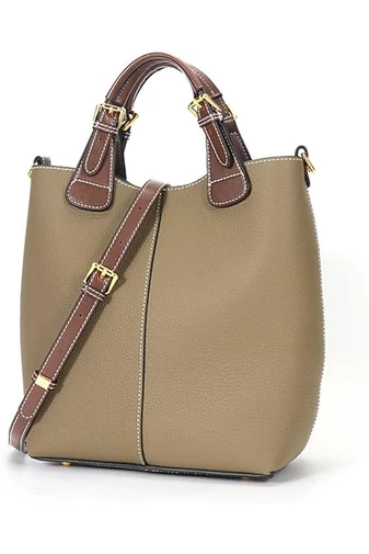 Khaki kabelka Bonluo z pravej kože Veľkosť (29*27*13cm)