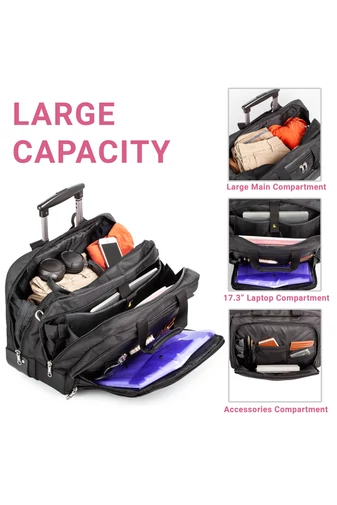 Aoking čierna taška na notebook s kolieskami, veľkosť Wizzair, biznis trieda Ryanair (44*37*20cm)
