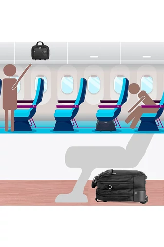 Aoking čierna taška na notebook s kolieskami, veľkosť Wizzair, biznis trieda Ryanair (44*37*20cm)