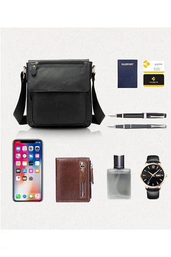 Pánska hnedá crossbody taška z pravej kože Prémiová kvalita Veľkosť (28*22*6cm) Bonluo