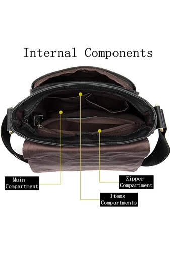 Pánska hnedá crossbody taška z pravej kože Prémiová kvalita Veľkosť (28*22*6cm) Bonluo