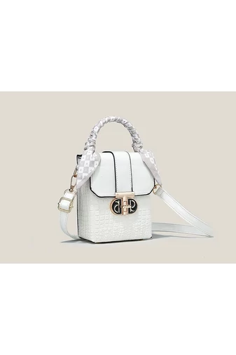 Biela Crossbody kabelka Bonluo z lakovanej kože Veľkosť 17*13*8cm