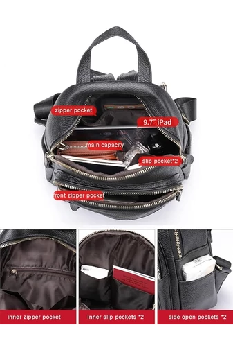 Ruksak Dámsky Mini Modrý Bonluo z pravej kože 27*22*11cm