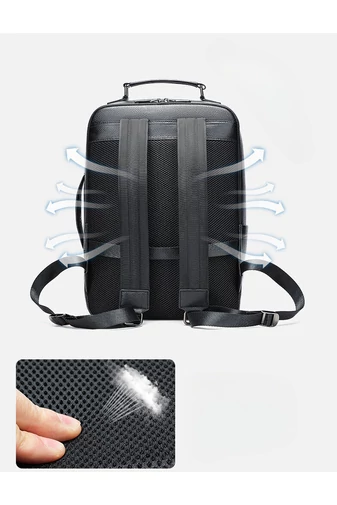 Čierny obchodný batoh najvyššej kvality z pravej kože veľkosť (42*11*17cm)