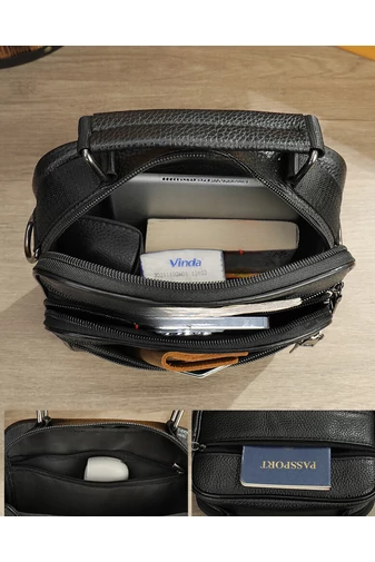 Hnedá pánska crossbody taška Bonluo prvotriednej kvality z prírodnej kože veľkosť (23*20*6cm)