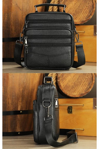 Čierna pánska crossbody taška Bonluo prvotriednej kvality z prírodnej kože veľkosť (23*20*6cm)