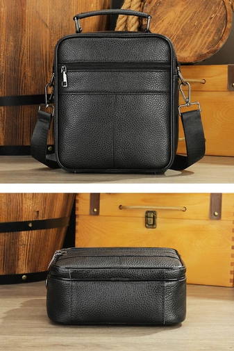 Čierna pánska crossbody taška Bonluo prvotriednej kvality z prírodnej kože veľkosť (23*20*6cm)