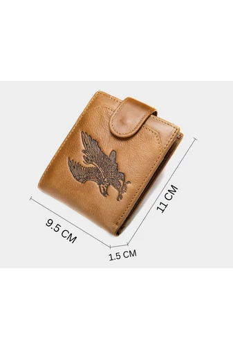 Hnedá pánska peňaženka so vzorom orla Materiál Prírodná koža Veľkosť (9,5*11*1,5cm)