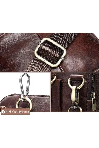 Hnedá pánska crossbody taška a taška na opasok z pravej kože Veľkosť (20*12,5m)