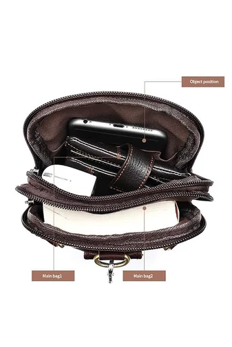 Hnedá pánska crossbody taška a taška na opasok z pravej kože Veľkosť (20*12,5m)
