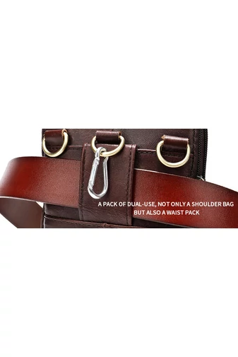 Hnedá pánska crossbody taška a taška na opasok z pravej kože Veľkosť (20*12,5m)