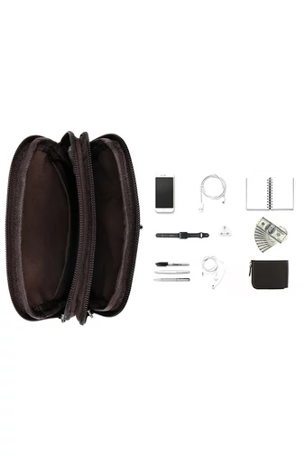 Hnedá pánska crossbody taška a taška na opasok z pravej kože Veľkosť (20*12,5m)