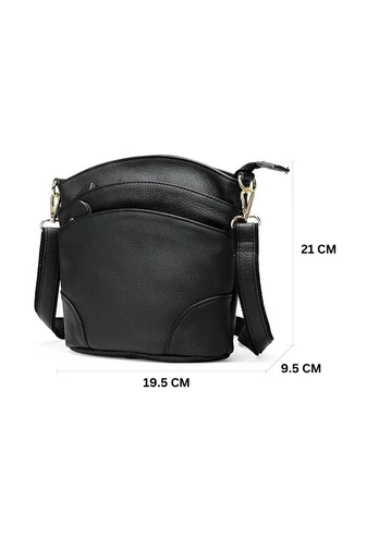 Crossbody Kabelka z Pravej Kože, Bonluo, Čierna 21*19,5*9,5cm 