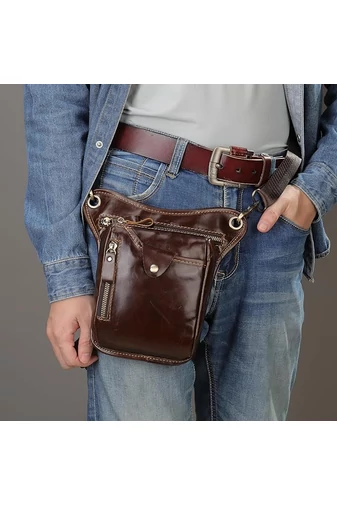 Tmavohnedá odnímateľná taška Bonluo z prírodnej kože Veľkosť (17*12*3 cm)