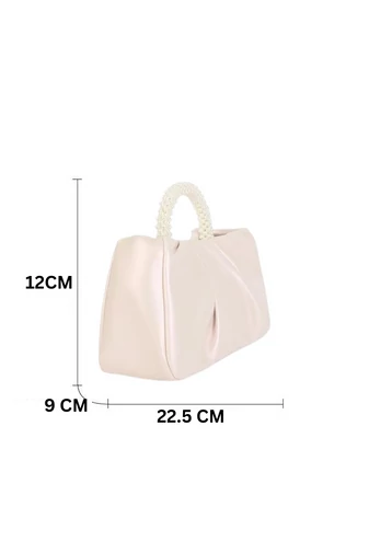 Svetloružová príležitostná kabelka Bonluo s perleťovou rukoväťou z ekologickej kože Veľkosť  (12*22,5*9 cm)