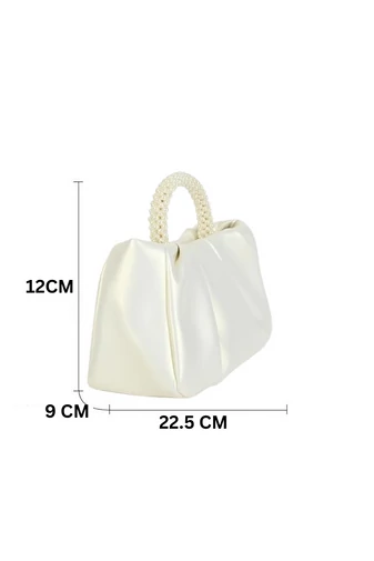Biela príležitostná kabelka Bonluo s perleťovou rukoväťou z ekologickej kože Veľkosť  (12*22,5*9 cm)