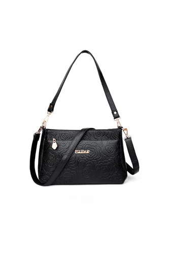 Tmavomodrá crossbody kabelka Bonluo s kvetinovým vzorom z umelej kože veľkosť (19*29*13cm)