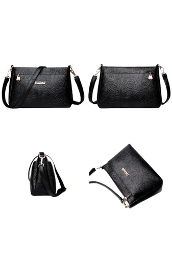 Tmavomodrá crossbody kabelka Bonluo s kvetinovým vzorom z umelej kože veľkosť (19*29*13cm)