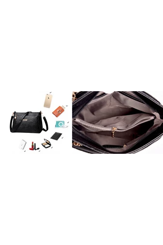 Tmavomodrá crossbody kabelka Bonluo s kvetinovým vzorom z umelej kože veľkosť (19*29*13cm)