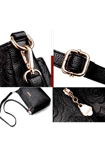 Tmavomodrá crossbody kabelka Bonluo s kvetinovým vzorom z umelej kože veľkosť (19*29*13cm)