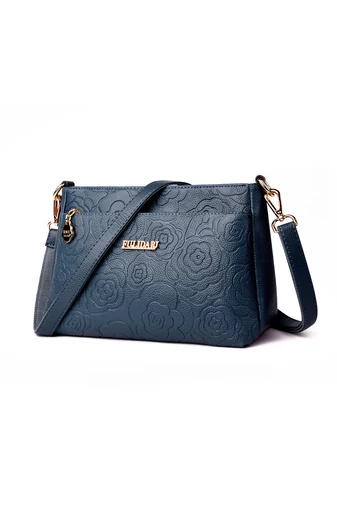 Tmavomodrá crossbody kabelka Bonluo s kvetinovým vzorom z umelej kože veľkosť (19*29*13cm)