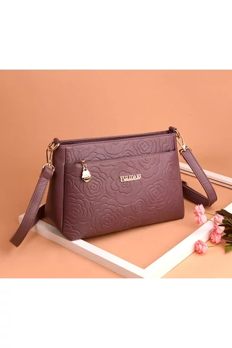 Fialová crossbody kabelka Bonluo s kvetinovým vzorom z umelej kože veľkosť (19*29*13cm)