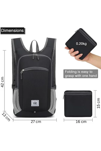 Čierny turistický skladací batoh Bonluo vyrobený z vodotesného materiálu Veľkosť 42*27*13 cm