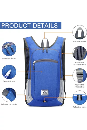 Modrý turistický skladací batoh Bonluo vyrobený z vodotesného materiálu Veľkosť 42*27*13 cm