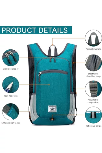 Tyrkysovo-zelený turistický skladací batoh Bonluo vyrobený z vodotesného materiálu Veľkosť 42*27*13 cm