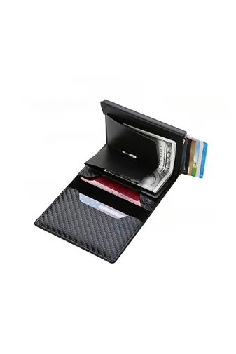 Čierny držiak kariet Bonluo s ochranou RFID Veľkosť 9,5 * 6 cm