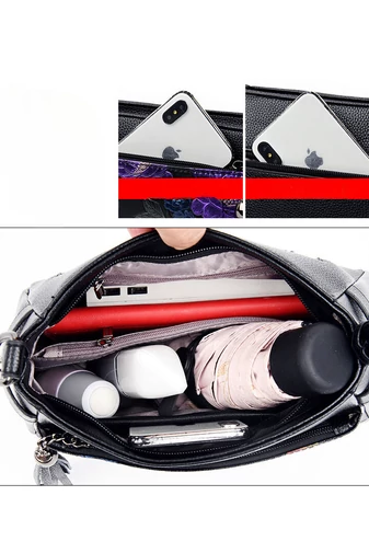 Čierna crossbody kabelka so vzorom z imitácie kože Veľkosť 15*25*10cm