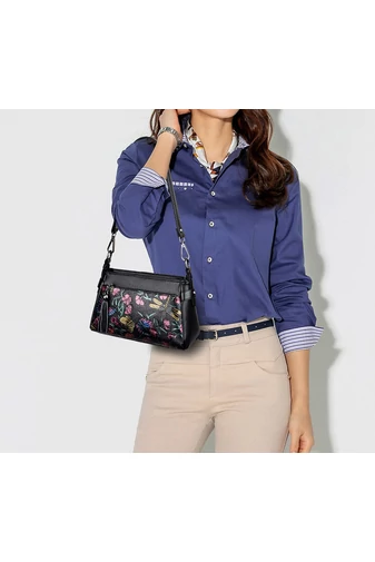 Čierna crossbody kabelka so vzorom z imitácie kože Veľkosť 15*25*10cm