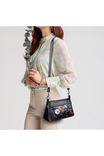 Čierna crossbody kabelka so vzorom z imitácie kože Veľkosť 15*25*10cm