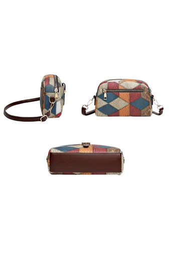 Farebná crossbody kabelka Bonluo so vzorom z imitácie kože Veľkosť 15*21*7 cm