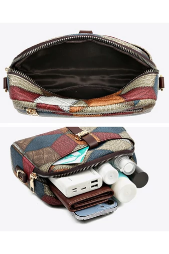 Farebná crossbody kabelka Bonluo so vzorom z imitácie kože Veľkosť 15*21*7 cm