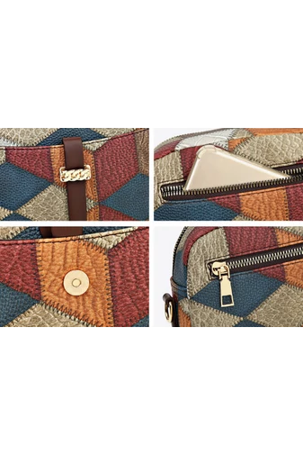 Farebná crossbody kabelka Bonluo so vzorom z imitácie kože Veľkosť 15*21*7 cm