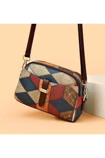 Farebná crossbody kabelka Bonluo so vzorom z imitácie kože Veľkosť 15*21*7 cm