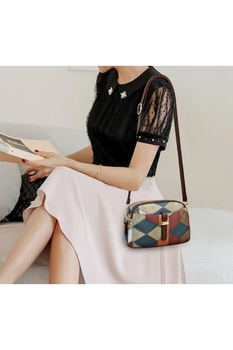 Farebná crossbody kabelka Bonluo so vzorom z imitácie kože Veľkosť 15*21*7 cm
